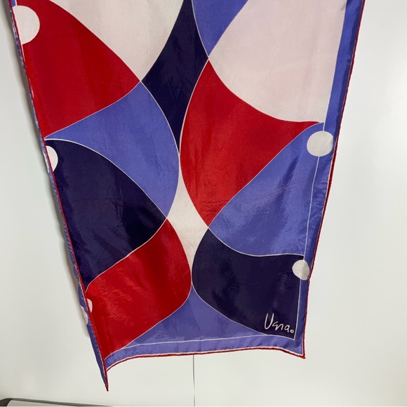 Vena Rectangular Red, Purple, White & Black Geometric Color Block Scarf - Picture 11 of 16